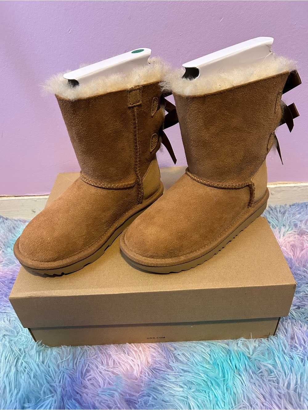 Girls' Chestnut Faux-Suede Shearling-Lined Winter Boots